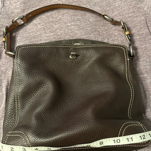 COACH Chelsea Pebbled Brown Leather Large Hobo Tote Purse Shoulder Bag F12338 - Picture 2 of 9